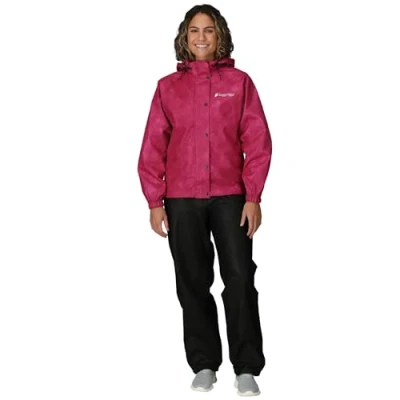 Image of FROGG TOGGS Women&#039;s Classic All Sport Waterproof Breathable Rain Suit, Cherry/Black, Large