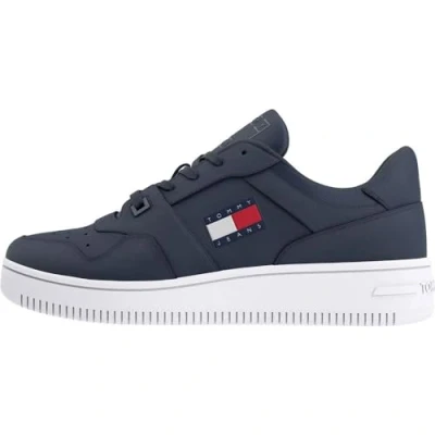 Image of Tommy Jeans Retro Basket Trainers, Men&#039;s, Size: 6.5, Dark night navy Leather and textile