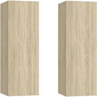 Image of vidaXL TV Cabinets 2 pcs Sonoma Oak 30.5x30x90 cm Engineered Wood