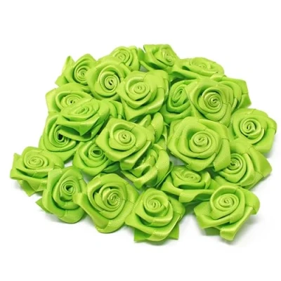 Image of Wedding Touches Green 25mm Satin Ribbon Rose Flowers Decorative Craft (25)