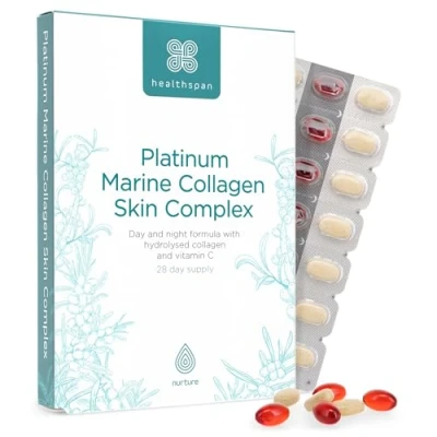 Image of Healthspan Platinum Marine Collagen Skin Complex (28 Day Supply) Premium &amp; Night Supplement Containing Peptides, Vitamin C Micronutrients Supports Health