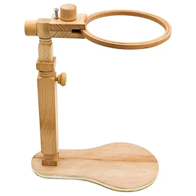 Image of Lvsnswio Embroidery Stand Rotated Crossstitch Lap Beech Wood Hoop Holder Hands Free Needlepoint Frame