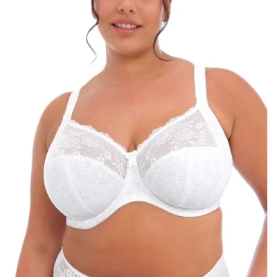 Image of Elomi Women&#039;s Morgan Banded Underwire Stretch Lace Bra Full Coverage, Opaque, White, 36DD