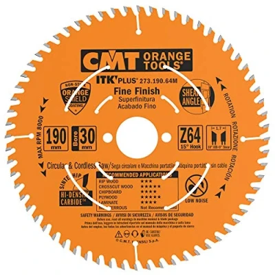 Image of CMT 273.190.64M ITK Plus FINE Finish Saw Blade HW 190X1.7X30(+20+16) Z=64 ATB+S