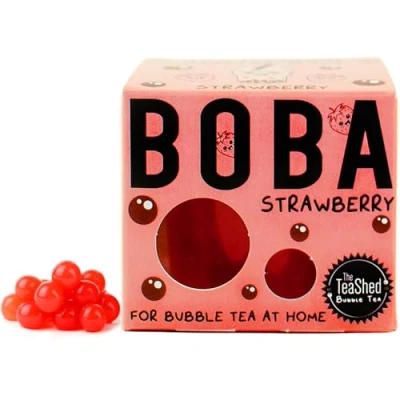 Image of Strawberry Fruit Juice Filled Popping Boba for Bubble Tea and Dessert Toppings 150g 3 Servings Vegan By THE TEASHED