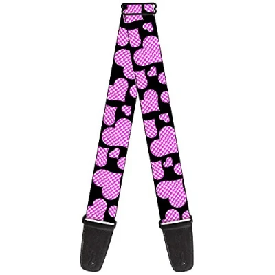 Image of Buckle Down GS W30506 &quot;Eighties Hearts Black/Fuchsia/White&quot; Guitar Strap