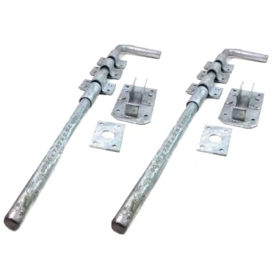 Image of 2pcs Drop Down Bolts for Gates, Gate Bolts, Heavy Duty Bolt Wooden Gates Stable Door Galvanised Bolt, Garage (24&quot;)