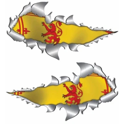 Image of Rampant Lion Scotland Flag Metal Rip Open Sticker 150mm