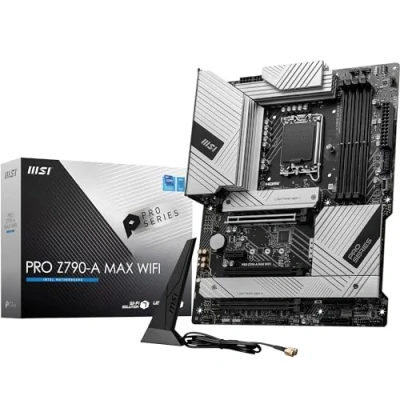 Image of MSI PRO Z790 A MAX WIFI Motherboard ATX Supports Intel 12th &amp; 13th Gen Core Processors, LGA 1700 80A SPS VRM, DDR5 Memory Boost 7800+MHz/OC, PCIe 5.0x16 Slot, 4xM.2 Gen4 Slots, Wi Fi 7, 2.5G LAN