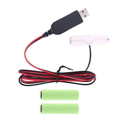 Image of SHOTAY Universal LR6 AA Battery Eliminator 2m USB Power Supply Cable Replace 1 to 4pcs for Radio Electric Toy Clock LED Strip 4.5V