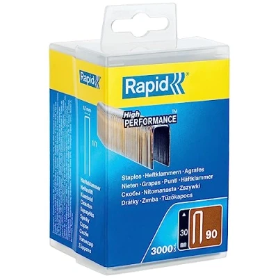 Image of Rapid High Performance No.90 Narrow Crown Staples, Leg Length: 30 mm, 5000125 3000 Pieces