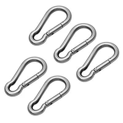Image of Hamma 5 Pack Carabina / Carabiner Carbine Clip 6mm x 60mm A4 316 Stainless Steel Marine Grade
