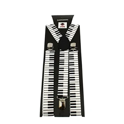 Image of Zac&#039;s Alter Ego Men/Ladies Adjustable Thick Piano Keys Print Braces/Suspenders