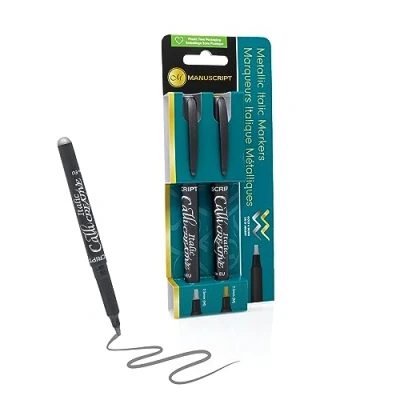 Image of MANUSCRIPT Pk 2 Callicreative Metallic Italic Markers, Gold &amp; Silver