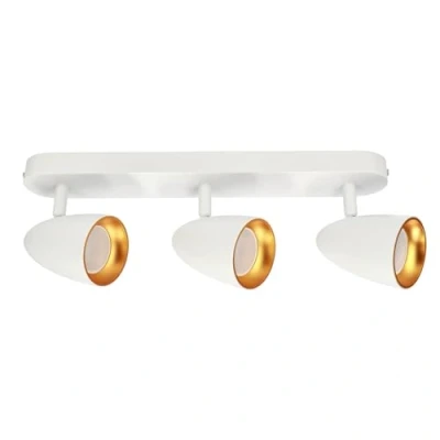 Image of EDO Triple spot Ceiling lamp OVO 3 White Gold LED IP20 GU10 Flame, Rotating GU10, Spotlight, 230V lamp, for Living Room, Ring EDO777240