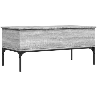 Image of vidaXL Coffee Table Grey Sonoma 100x50x45 cm Engineered Wood and Metal