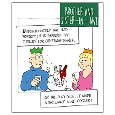 Image of Brother and Sister in Law Christmas Card, Funny Cards Law, Xmas Card for Him