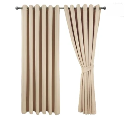 Image of MILANO COLLECTIONS® Blackout Curtains with Tiebacks Premium Quality Thermal Insulated Eyelet Living Room Bedroom Curtains,2 Panels, Matching Cushion Covers (Beige, W:66 x L:54 + Tiebacks)