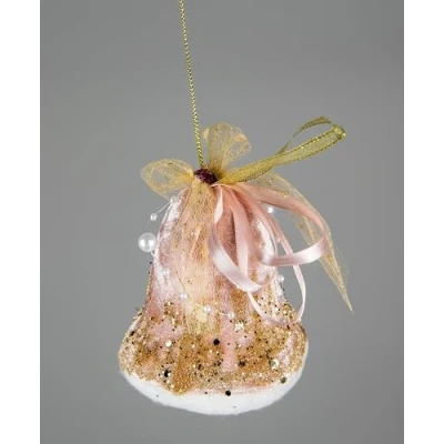 Image of Light Pink Santa Bell 8x10cm Christmas Tree Hanging Decorations Festive Decorative Ornaments Fairy Tale Themed Xmas Pendant