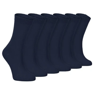 Image of Sock Snob Baby Cotton Turn Over Top Socks 6 Pair Pack Plain Funny for Boy and Girl (12 24 Months, Blue)