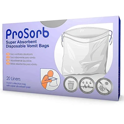 Image of Pack of 20 Prosorb Super Absorbent Disposable Sick/Vomit Bags