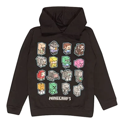 Image of Minecraft Mini Mobs Pullover Hoodie, Kids, 5 15 Years, Black, Official Merchandise