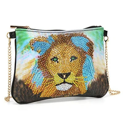 Image of DIY 5D Diamond Painting Crossbody, Drill Cross Stitch Backpack Handbag Purse Tote Storage Bag Embroidery Kit Leather for Girl Women Art Craft Decor (O)