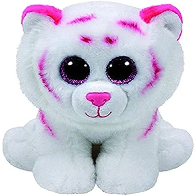 Image of Carl etto Ty Tabor 90247 Tiger with Glitter Eyes Beanie Classic 33 cm, Pink/White