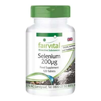 Image of Fairvital Selenium 200mcg Bulk Pack for 4 Months HIGH Dosage Vegan 120 Tablets selenomethionine