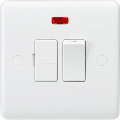 Image of KnightsBridge Curved Edge 13A Switched Fused Spur Unit with Neon and Flex Outlet from Base