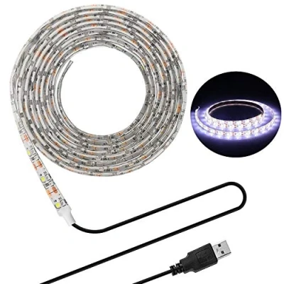 Image of LED Strip Lights,USB TV Backlight 6.56ft/2m Lights for 40 60in HDTV,Waterproof SMD 3528 5V Daylight White Bias Lighting,Reduce Eye Strain, Improve Contrast.USB Lighting Home Theater