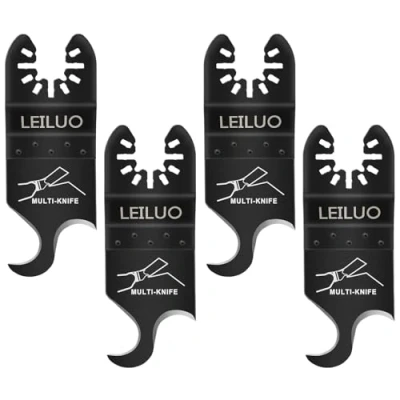 Image of LEILUO 4 Pcs Multi Tool Hook Blade for Carpet Roof Shingles Soft Materials Universal Oscillating Accessory with Storage Bag Compatible DeWalt Makita and More