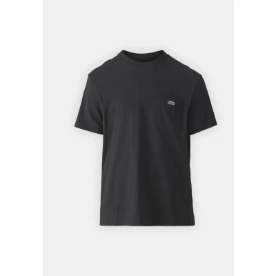 Image of Lacoste Chest Pocket Cotton T Shirt Black men&#039;s in