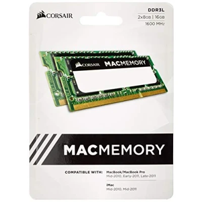 Image of Corsair Mac Memory SODIMM 16GB (2x8GB) DDR3L 1600MHz CL11 for Systems, Apple Qualified Black
