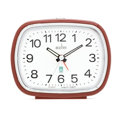 Image of Acctim Camille Analogue Alarm Clock Quartz Luminous Hands Chrome Bezel (Shiraz)