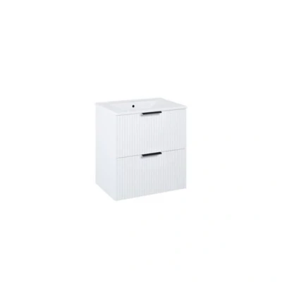Image of Iflo Soleto 2 Drawers Wall Hung Basin Unit 600mm (W) X 452mm (D) 635mm (H) Matt White