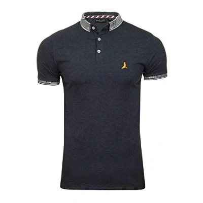 Image of BRAVE SOUL Mens Glover Polo T Shirt Cotton Short Sleeved (Dk Denim Marl/Dk Marl) S