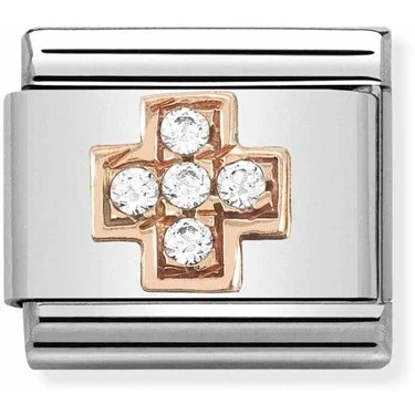 Image of Nomination Rose Gold Crystal Cross Charm