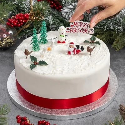 Image of Evelay Cake Toppers Merry Christmas Decoration6 10Piecescupcake toppersMulti Purpose Decoration (10 Pieces Set)