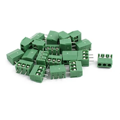 Image of Sourcingmap 20Pcs ZB350 AC300V 10A 3P 3.5mm Pitch Screw PCB Terminal Blocks Connector Green