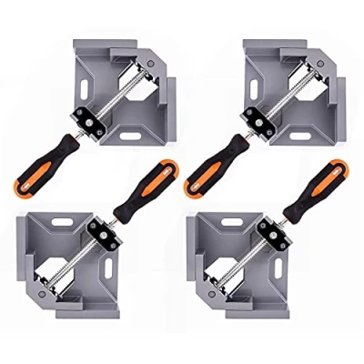 Image of WYQYQ 4pcs Corner Clamp Right Angle 90 Degree Wood Clamps for Woodworking, with Adjustable Swing Jaw Aluminum Alloy Frame Clamps, Welding, DIY Woodworking.