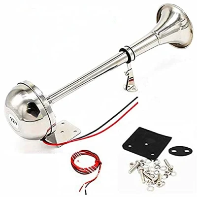Image of YIYIDA electric horn car bugle ship marine single trumpet stainless steel 304 speaker loud for any 12V cargo boat wheel train truck vans Yacht etc