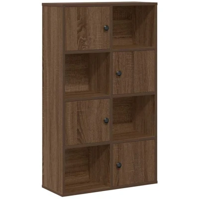 Image of vidaXL brown oak bookcase/engineered wood shelf unit 60x24x101.5cm modern freestanding bookshelf/living room display cabinet/office storage