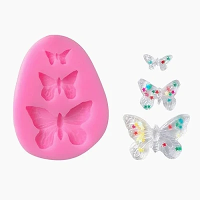 Image of TTOA 3 Cavity Butterfly Silicone Mould Cake Decoration Sugar Craft Chocolate