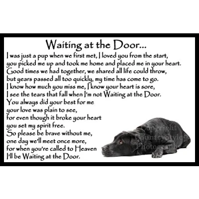 Image of Black Labrador Pet Dog Bereavement Memorial Flexible Fridge Magnet Waiting at the Door
