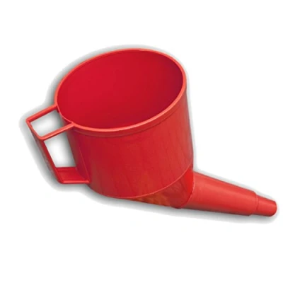 Image of ANGLED FUEL FUNNEL FINE MESH FILTER PLASTIC PETROL DIESEL FOR OIL WATER IN RED