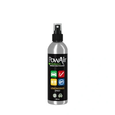 Image of PowAir Natural Odour Neutraliser Spray Lemongrass Scent, Non Aerosol Eliminator for Smoke, Pet, and Food Smells 250ml