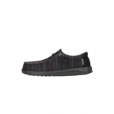 Image of HEYDUDE Men&#039;s Wally Stretch Sox Slip On Shoes, Black/Black, 10 UK
