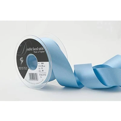 Image of Berisfords Double FACE Poly Satin Ribbon, Dusky Blue, 35 mm
