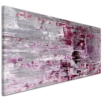 Image of Wallfillers Plum Grey Abstract Painting Canvas Wall Art Print 1359 118x49cm